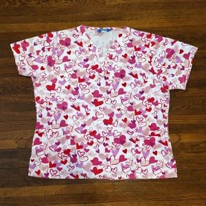 EUC Scrub Wear heart print scrub top